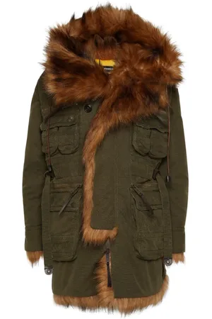 Dsquared2 Faux-fur cotton trench coat