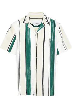 Lanvin Embroidered-logo striped shirt
