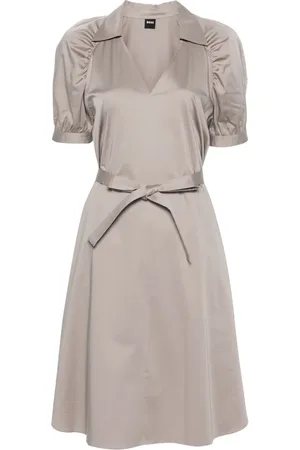 HUGO BOSS Belted satin midi dress