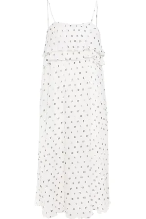 Ganni Monogram-print pliss?? midi dress