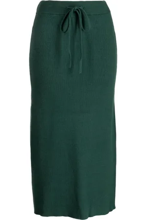 Chocoolate Logo-embroidered ribbed midi skirt