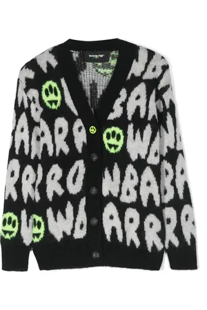 BARROW Logo-jacquard brushed cardigan
