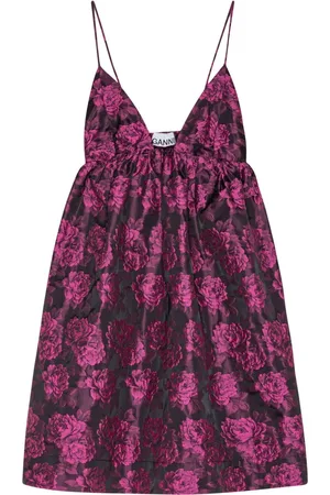 Ganni Botanical-print jacquard minidress