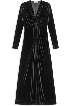 Ganni Ruched velvet maxi dress