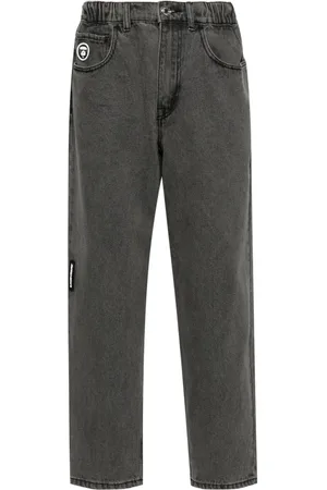 A Bathing Ape Logo-appliqué wide-leg jeans