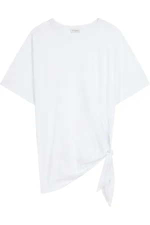 DRIES VAN NOTEN Knotted draped cotton T-shirt