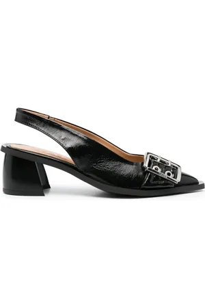 Ganni 50mm eyelet-detail slingback pumps