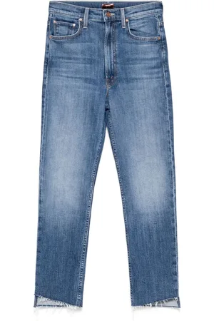 Mother High-waisted rider ankle step fray jeans