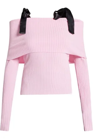 ROTATE Off-shoulder strap sweater