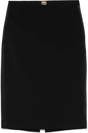 Elisabetta Franchi Satin-trim crepe midi skirt