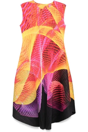 PLEATS PLEASE ISSEY MIYAKE Abstract-print midi dress