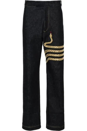 Thom Browne Snake-embroidery straight-leg jeans