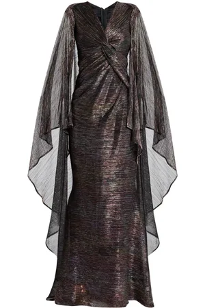 TALBOT RUNHOF Metallic draped maxi dress