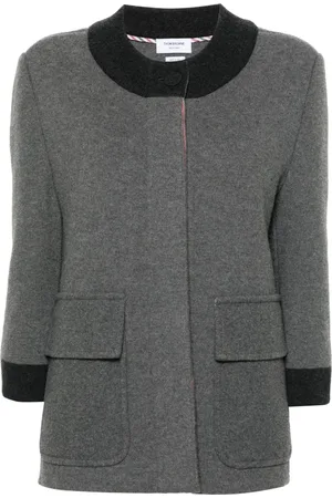 Thom Browne Contrasting-trim wool blend cardi-coat