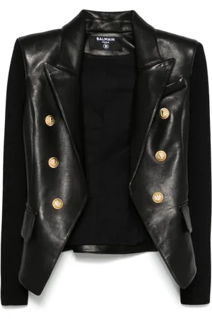 Balmain 6-button leather jacket