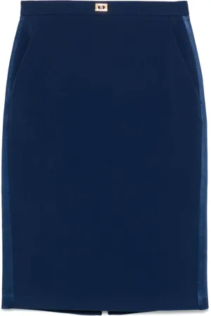 Elisabetta Franchi Satin-trim crepe midi skirt
