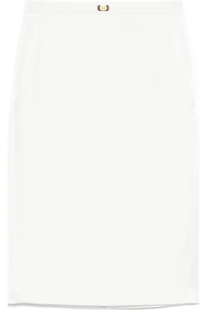 Elisabetta Franchi Satin-trim crepe midi skirt