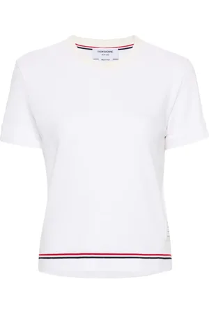 Thom Browne RWB-stripe piqué-knit top
