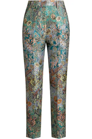Etro Floral-jacquard cigarette trousers