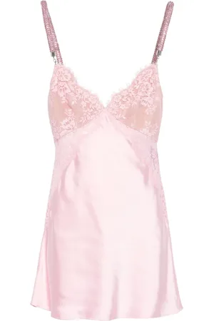Self-Portrait Lace-detail satin mini dress