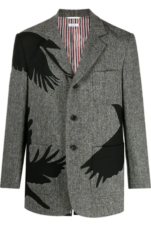 Thom Browne Harris-tweed raven-embroidered blazer