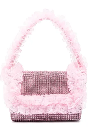 Self-Portrait Crystal-embellished lace-detail shoulder bag