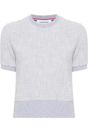 Thom Browne Bouclé logo-patch T-shirt