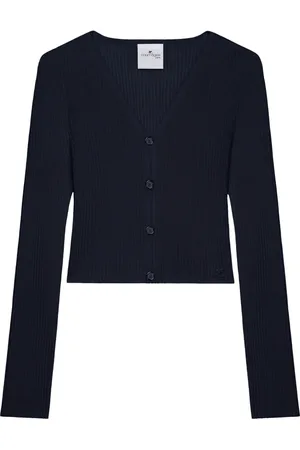 Courrèges Cropped fine-ribbed cardigan