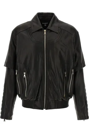 Balmain Layered leather jacket