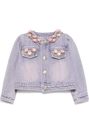 MONNALISA Floral-appliqu?? denim jacket