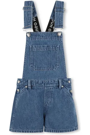 HUGO BOSS Logo-strap denim dungaress