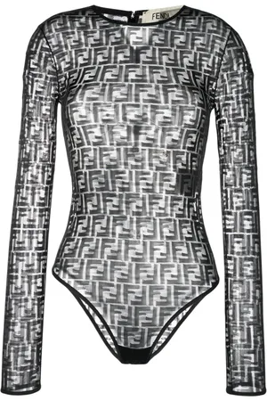 Fendi FF-print sheer bodysuit
