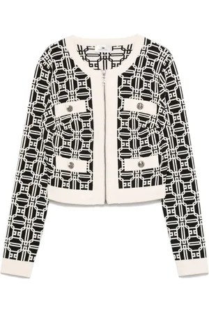 Elisabetta Franchi Logo-jacquard cropped cardigan