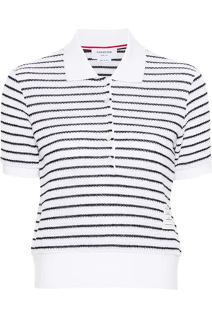 Thom Browne Striped textured-knit polo shirt