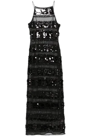 Oseree Sequinned striped maxi dress