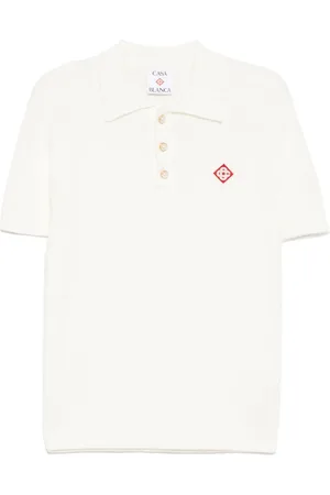 Casablanca Logo-embroidered bouclé polo shirt