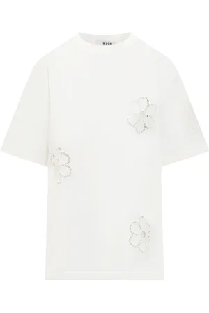 Msgm Floral-appliqué T-shirt