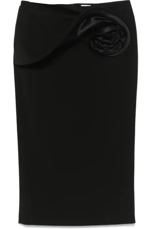 MAGDA BUTRYM Floral-appliqué midi skirt