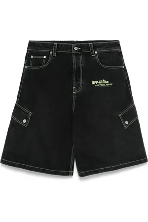 OFF-WHITE Logo-embroidered denim shorts