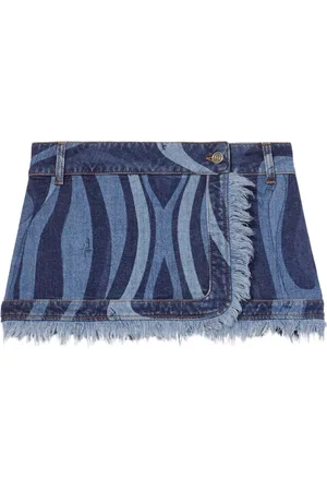 Puccini Marmo-print denim mini skirt