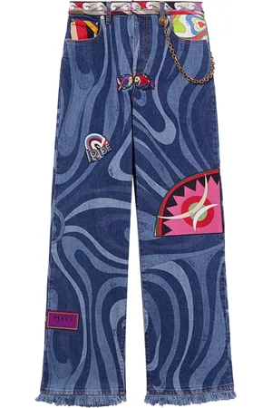 Puccini Marmo-print embellished jeans