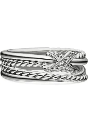 David Yurman Sterling X Crossover diamond band ring (6mm)