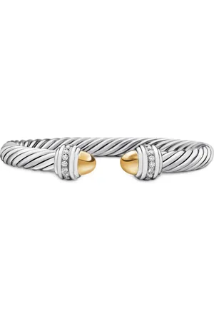David Yurman 14kt yellow gold and sterling Classic Cable diamond bracelet (7mm)