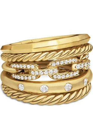 David Yurman 18kt yellow Stax Five Row diamond ring (15mm)