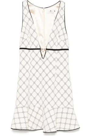 Elisabetta Franchi Diamond-print crepe mini dress