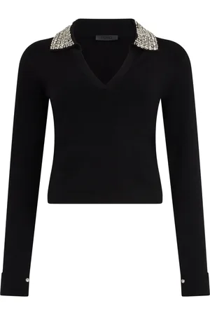 Liu Jo Rhinestone-collar polo sweater