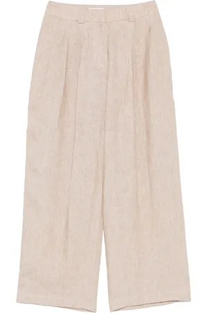 PESERICO SIGN M??lange-effect linen trousers