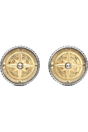 David Yurman 18kt yellow gold and sterling Maritime Compass diamond cufflinks (16mm)