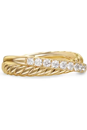 David Yurman 18kt yellow Crossover Two Row diamond ring (5mm)