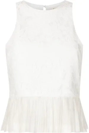 Lethicia Bronstein Ruffle sleeveless lace blouse